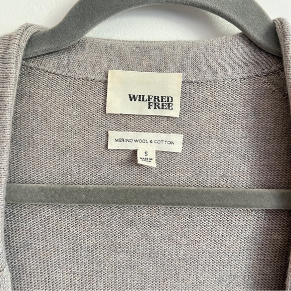 Aritzia Wilfred Free Merino Wool Cotton Open Front Cardigan Neutral Size Small - Picture 5 of 6